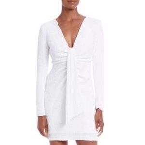 ONE33 Rent the Runway Sequin Plunge Mini Dress White sz 16 $365 flaw